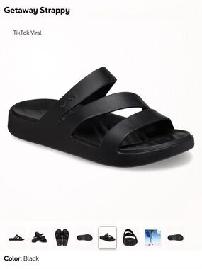 CROCS Getaway Strappy Slide Sandal - Black